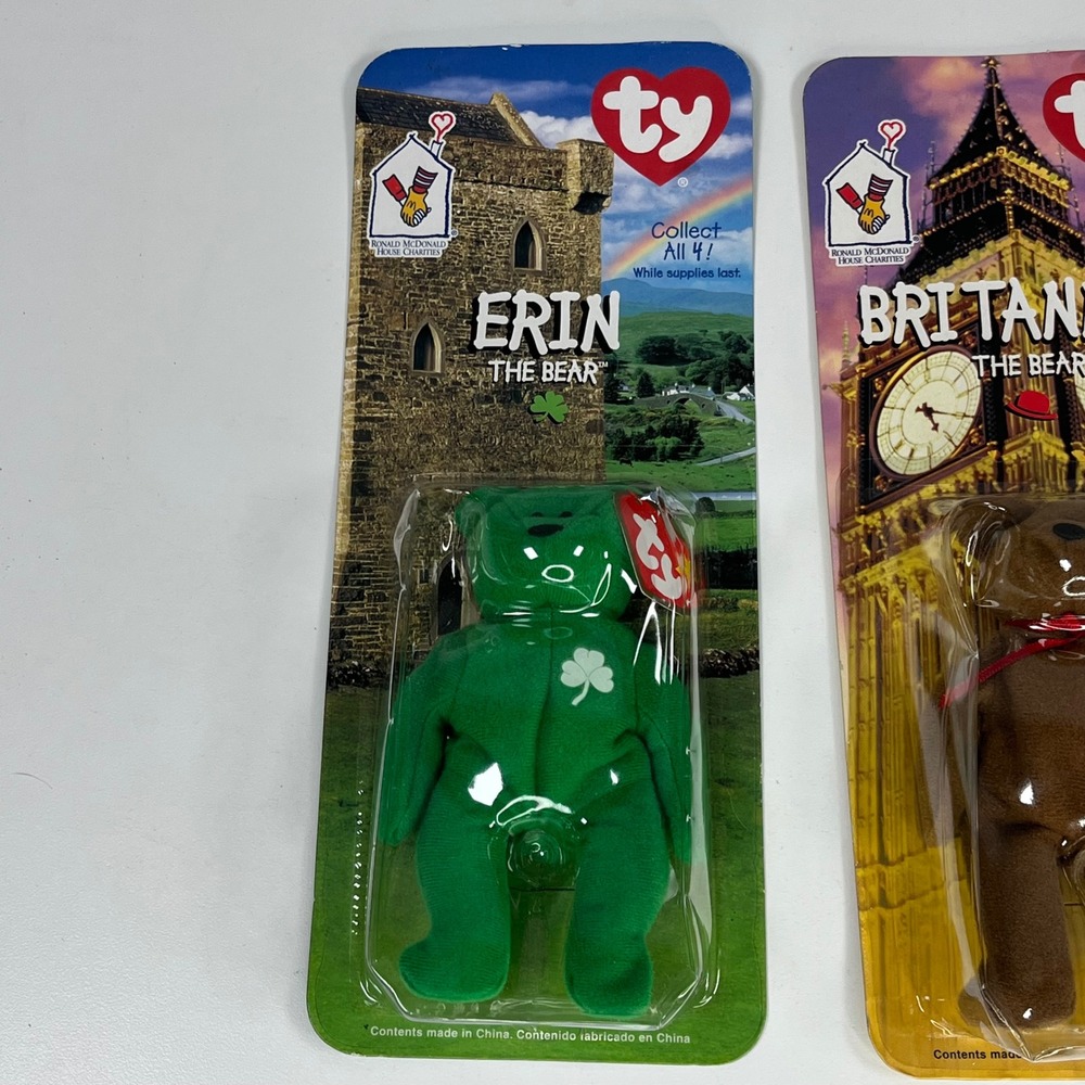 Ty Teenie Beanie Babies Erin & Britannia Bears McDonalds 1999 Sealed Set of 2 - Picture 2 of 9
